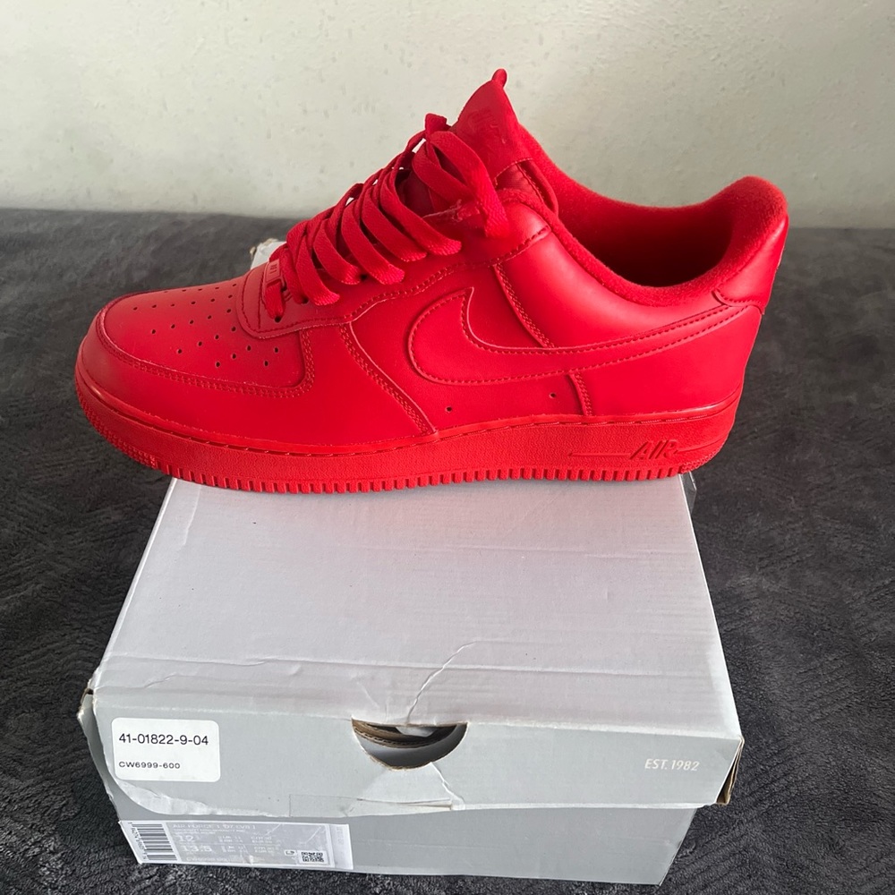 Nike red air force ones size 12